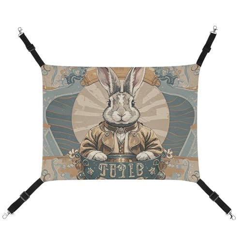 RTFGHJS Hängende Haustier-Hängematte für Käfig, weich, atmungsaktiv, Retro-Stil, Kaninchen, Haustierkäfigbett mit Metallhaken, für kleine Haustiere, Schlafunterlage für Katzen, Hunde, Kaninchen, von RTFGHJS