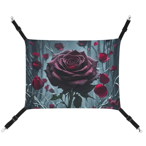 RTFGHJS Hängende Haustier-Hängematte für Käfig, weich, atmungsaktiv, Rose, Gothic, Haustierkäfigbett mit Metallhaken, für kleine Haustiere, ruhende Schlafunterlage für Katzen, Hunde, Kaninchen, andere von RTFGHJS