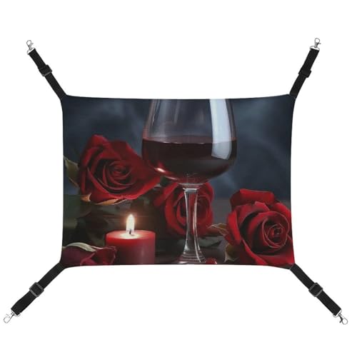 RTFGHJS Hängende Haustier-Hängematte für Käfig, weich, atmungsaktiv, Rotwein, Rose und Kerze, Haustierkäfigbett mit Metallhaken, Schlafunterlage für Katzen, Hunde, Kaninchen, andere Kleintiere RTFGHJS Hängende Haustier-Hängematte für Käfig, weich, atmungsaktiv, Rotwein, Rose und Kerze, Haustierkäfigbett mit Metallhaken, Schlafunterlage für Katzen, Hunde, Kaninchen, andere Kleintiere von RTFGHJS