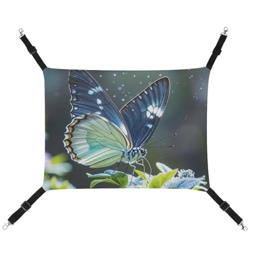 RTFGHJS Hängende Haustier-Hängematte für Käfig, weich, atmungsaktiv, Schmetterling, offene Flügel, Haustierkäfigbett mit Metallhaken, für kleine Haustiere, Schlafunterlage für Katzen, Hunde, von RTFGHJS