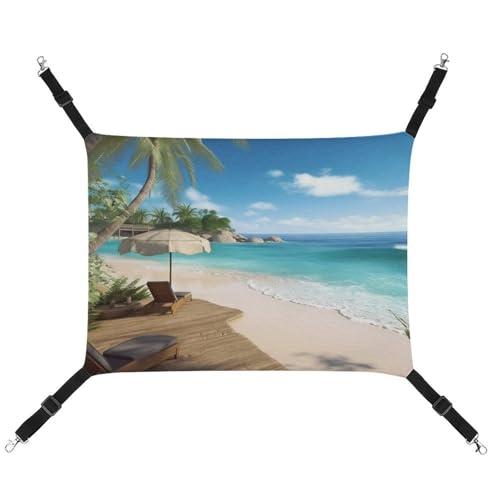 RTFGHJS Hängende Haustier-Hängematte für Käfig, weich, atmungsaktiv, Strand-Stil, Haustierkäfigbett mit Metallhaken, für kleine Haustiere, Schlafunterlage für Katzen, Hunde, Kaninchen, andere von RTFGHJS