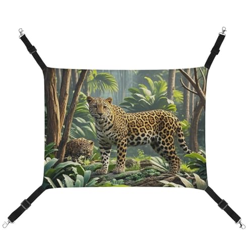 RTFGHJS Hängende Haustier-Hängematte für Käfig, weich, atmungsaktiv, Tier-Leopardenmuster, Dschungel, Haustierkäfigbett mit Metallhaken, für kleine Haustiere, Schlafunterlage für Katzen, Hunde, von RTFGHJS