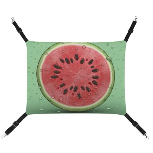 RTFGHJS Hängende Haustier-Hängematte für Käfig, weich, atmungsaktiv, Wassermelonengrün, Haustierkäfigbett mit Metallhaken, für kleine Haustiere, Schlafunterlage für Katzen, Hunde, Kaninchen, andere von RTFGHJS