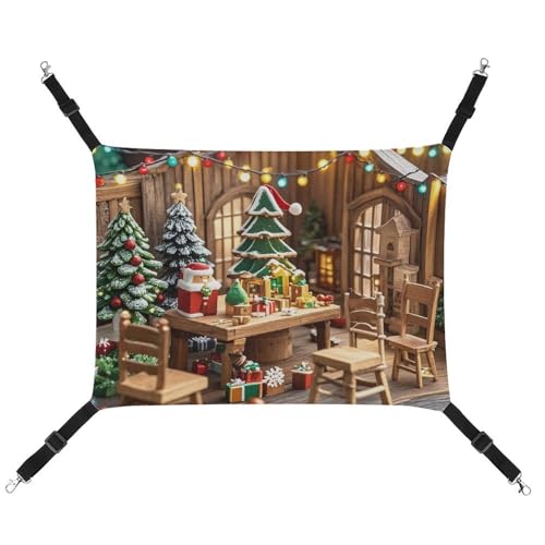 RTFGHJS Hängende Haustier-Hängematte für Käfig, weich, atmungsaktiv, Weihnachts-Holz, Haustierkäfigbett mit Metallhaken, für kleine Haustiere, ruhende Schlafunterlage für Katzen, Hunde, Kaninchen, RTFGHJS Hängende Haustier-Hängematte für Käfig, weich, atmungsaktiv, Weihnachts-Holz, Haustierkäfigbett mit Metallhaken, für kleine Haustiere, ruhende Schlafunterlage für Katzen, Hunde, Kaninchen, von RTFGHJS