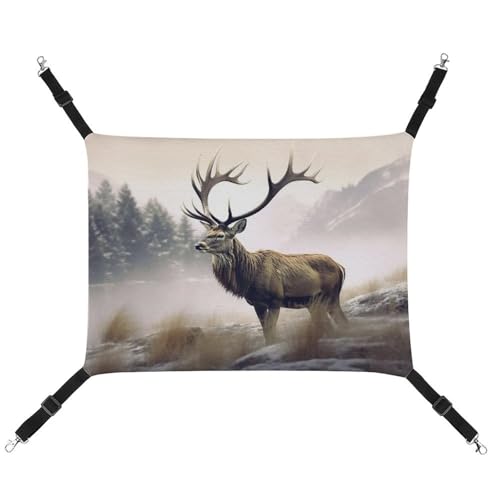 RTFGHJS Hängende Haustier-Hängematte für Käfig, weich, atmungsaktiv, Wildhirsch, Haustierkäfigbett mit Metallhaken, für kleine Haustiere, Schlafunterlage für Katzen, Hunde, Kaninchen, andere von RTFGHJS