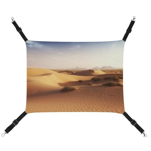 RTFGHJS Hängende Haustier-Hängematte für Käfig, weich, atmungsaktiv, Wüstenlandschaft, Haustierkäfigbett mit Metallhaken, für kleine Haustiere, Schlafunterlage für Katzen, Hunde, Kaninchen, andere von RTFGHJS