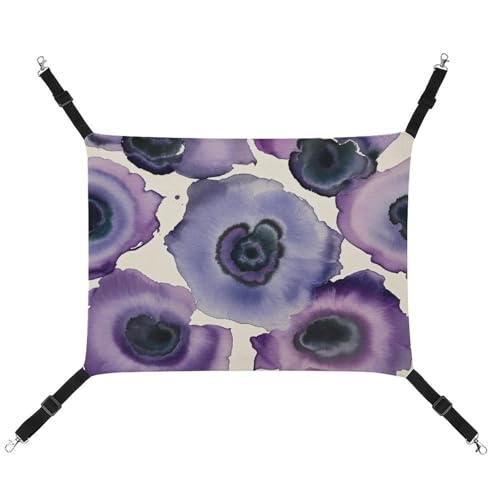 RTFGHJS Hängende Haustier-Hängematte für Käfig, weich, atmungsaktiv, abstrakt, Aquarell, Violett, Haustierkäfigbett mit Metallhaken, für kleine Haustiere, Schlafunterlage für Katzen, Hunde, Kaninchen von RTFGHJS