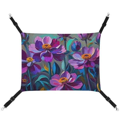 RTFGHJS Hängende Haustier-Hängematte für Käfig, weich, atmungsaktiv, abstrakter Hintergrund und Blumen, Haustierkäfigbett mit Metallhaken, für kleine Haustiere, ruhende Schlafunterlage für Katzen, von RTFGHJS