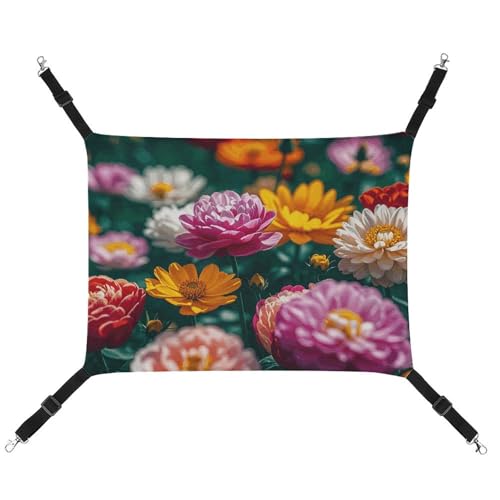 RTFGHJS Hängende Haustier-Hängematte für Käfig, weich, atmungsaktiv, alle Blumen blühen zusammen, Haustierkäfigbett mit Metallhaken, für kleine Haustiere, ruhende Schlafunterlage für Katzen, Hunde, von RTFGHJS