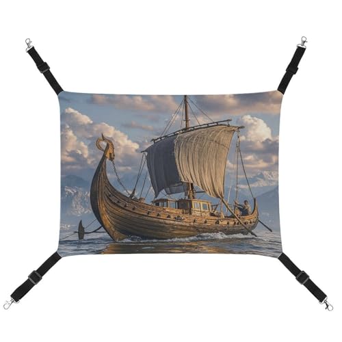 RTFGHJS Hängende Haustier-Hängematte für Käfig, weich, atmungsaktiv, altes Boot, Haustierkäfigbett mit Metallhaken, für kleine Haustiere, ruhende Schlafunterlage für Katzen, Hunde, Kaninchen, andere von RTFGHJS