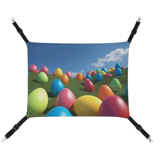 RTFGHJS Hängende Haustier-Hängematte für Käfig, weich, atmungsaktiv, blau, bunte Eier, Haustierkäfigbett mit Metallhaken, für kleine Haustiere, Schlafunterlage für Katzen, Hunde, Kaninchen, andere RTFGHJS Hängende Haustier-Hängematte für Käfig, weich, atmungsaktiv, blau, bunte Eier, Haustierkäfigbett mit Metallhaken, für kleine Haustiere, Schlafunterlage für Katzen, Hunde, Kaninchen, andere von RTFGHJS