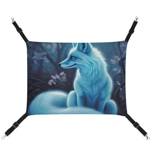 RTFGHJS Hängende Haustier-Hängematte für Käfig, weich, atmungsaktiv, blauer Fuchs, Haustierkäfigbett mit Metallhaken, für kleine Haustiere, ruhende Schlafunterlage für Katzen, Hunde, Kaninchen, andere von RTFGHJS