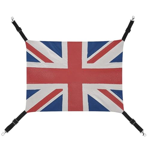 RTFGHJS Hängende Haustier-Hängematte für Käfig, weich, atmungsaktiv, britische Flagge, Haustierkäfigbett mit Metallhaken, für kleine Haustiere, Schlafunterlage für Katzen, Hunde, Kaninchen, andere von RTFGHJS