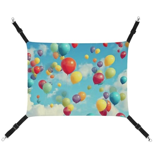 RTFGHJS Hängende Haustier-Hängematte für Käfig, weich, atmungsaktiv, bunte Luftballons, blau, Haustierkäfigbett mit Metallhaken, für kleine Haustiere, Schlafunterlage für Katzen, Hunde, Kaninchen, RTFGHJS Hängende Haustier-Hängematte für Käfig, weich, atmungsaktiv, bunte Luftballons, blau, Haustierkäfigbett mit Metallhaken, für kleine Haustiere, Schlafunterlage für Katzen, Hunde, Kaninchen, von RTFGHJS