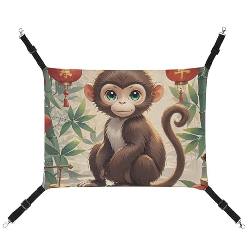 RTFGHJS Hängende Haustier-Hängematte für Käfig, weich, atmungsaktiv, chinesischer Stil, Affe, Haustierkäfigbett mit Metallhaken, für kleine Haustiere, Schlafunterlage für Katzen, Hunde, Kaninchen, von RTFGHJS