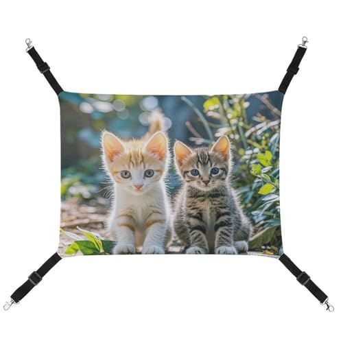 RTFGHJS Hängende Haustier-Hängematte für Käfig, weich, atmungsaktiv, für zwei kleine Katzen, Haustierkäfigbett mit Metallhaken, Schlafunterlage für Katzen, Hunde, Kaninchen, andere Kleintiere von RTFGHJS