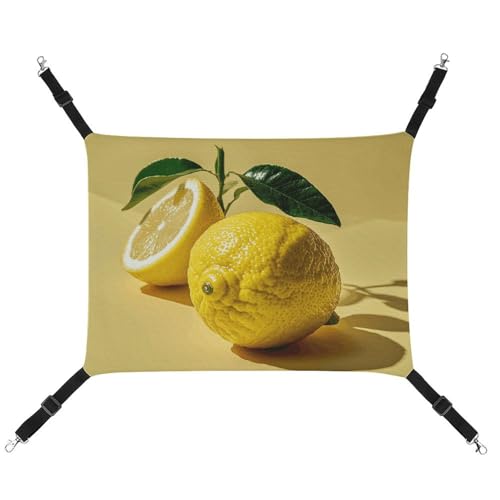 RTFGHJS Hängende Haustier-Hängematte für Käfig, weich, atmungsaktiv, gelbe Zitrone, Haustierkäfigbett mit Metallhaken, für kleine Haustiere, Schlafunterlage für Katzen, Hunde, Kaninchen, andere von RTFGHJS