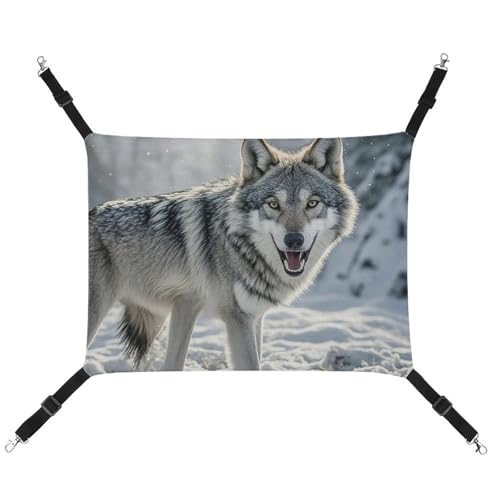 RTFGHJS Hängende Haustier-Hängematte für Käfig, weich, atmungsaktiv, heulender Wolf, Haustierkäfigbett mit Metallhaken, Schlafunterlage für Katzen, Hunde, Kaninchen, andere Kleintiere von RTFGHJS