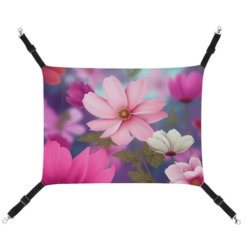 RTFGHJS Hängende Haustier-Hängematte für Käfig, weich, atmungsaktiv, hübsche Blumen, Haustierkäfigbett mit Metallhaken, für kleine Haustiere, Schlafunterlage für Katzen, Hunde, Kaninchen, andere von RTFGHJS