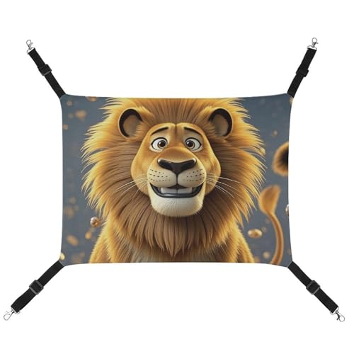 RTFGHJS Hängende Haustier-Hängematte für Käfig, weich, atmungsaktiv, niedlich, Cartoon-Löwe, Haustier-Käfig, Bett mit Metallhaken, für kleine Haustiere, ruhende Schlafunterlage für Katzen, Hunde, RTFGHJS Hängende Haustier-Hängematte für Käfig, weich, atmungsaktiv, niedlich, Cartoon-Löwe, Haustier-Käfig, Bett mit Metallhaken, für kleine Haustiere, ruhende Schlafunterlage für Katzen, Hunde, von RTFGHJS