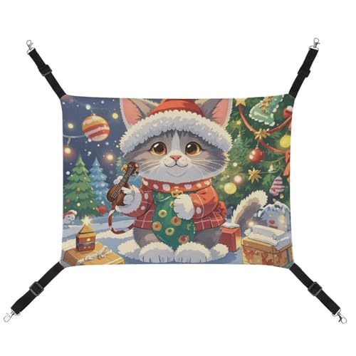 RTFGHJS Hängende Haustier-Hängematte für Käfig, weich, atmungsaktiv, niedlich, singend, Weihnachtslieder, Haustierkäfigbett mit Metallhaken, für kleine Haustiere, ruhende Schlafunterlage für Katzen, von RTFGHJS