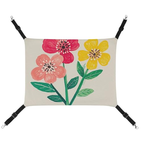 RTFGHJS Hängende Haustier-Hängematte für Käfig, weich, atmungsaktiv, niedliches Blumen-Käfigbett mit Metallhaken, für kleine Haustiere, ruhende Schlafunterlage für Katzen, Hunde, Kaninchen, andere RTFGHJS Hängende Haustier-Hängematte für Käfig, weich, atmungsaktiv, niedliches Blumen-Käfigbett mit Metallhaken, für kleine Haustiere, ruhende Schlafunterlage für Katzen, Hunde, Kaninchen, andere von RTFGHJS