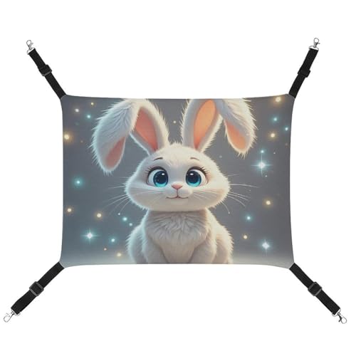 RTFGHJS Hängende Haustier-Hängematte für Käfig, weich, atmungsaktiv, niedliches Kaninchen-Haustierkäfigbett mit Metallhaken, für kleine Haustiere, ruhende Schlafunterlage für Katzen, Hunde, Kaninchen, von RTFGHJS