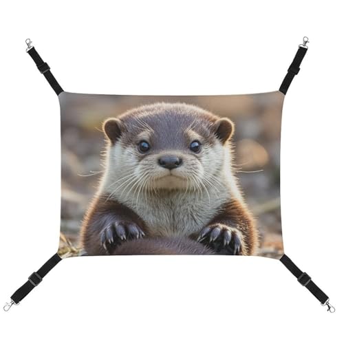 RTFGHJS Hängende Haustier-Hängematte für Käfig, weich, atmungsaktiv, niedliches Otter-Haustierkäfigbett mit Metallhaken, für kleine Haustiere, Schlafunterlage für Katzen, Hunde, Kaninchen, andere von RTFGHJS