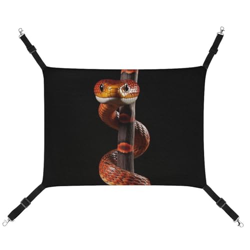 RTFGHJS Hängende Haustier-Hängematte für Käfig, weich, atmungsaktiv, orangefarbene Schlange, Haustierkäfigbett mit Metallhaken, für kleine Haustiere, Schlafunterlage für Katzen, Hunde, Kaninchen, von RTFGHJS