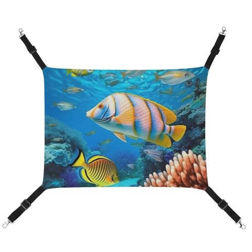 RTFGHJS Hängende Haustier-Hängematte für Käfig, weich, atmungsaktiv, tropische Seefische, Haustierkäfigbett mit Metallhaken, für kleine Haustiere, Schlafunterlage für Katzen, Hunde, Kaninchen, andere von RTFGHJS