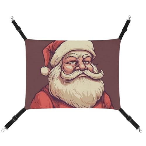 RTFGHJS Hängende Haustier-Hängematte für Käfig, weich, atmungsaktiv, unglücklich, Weihnachtsmann, Haustierkäfigbett mit Metallhaken, für kleine Haustiere, ruhende Schlafunterlage für Katzen, Hunde, RTFGHJS Hängende Haustier-Hängematte für Käfig, weich, atmungsaktiv, unglücklich, Weihnachtsmann, Haustierkäfigbett mit Metallhaken, für kleine Haustiere, ruhende Schlafunterlage für Katzen, Hunde, von RTFGHJS