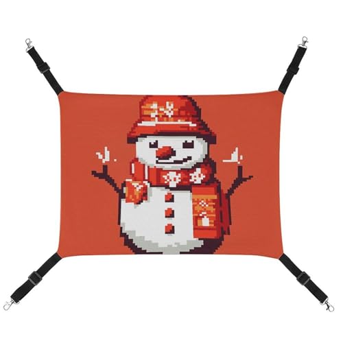 RTFGHJS Hängende Haustier-Hängematte für Käfig, weich, atmungsaktiv, verpixelt, Schneemann, Haustierkäfigbett mit Metallhaken, für kleine Haustiere, Schlafunterlage für Katzen, Hunde, Kaninchen, von RTFGHJS