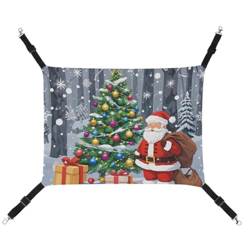 RTFGHJS Hängende Haustierhängematte für Katzenkäfig, weich, atmungsaktiv, Weihnachtsmann-Haustierkäfigbett mit Metallhaken, für kleine Haustiere, Schlafunterlage für Katzen, Hunde, Kaninchen, andere von RTFGHJS