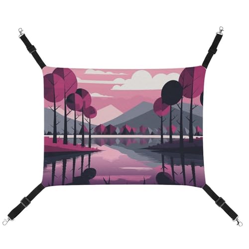 RTFGHJS The Lake Hängematte, Katzenhängematte für Käfig, weich, atmungsaktiv, Bäume am See, Haustierkäfigbett mit Metallhaken, Schlafunterlage für Katzen, Hunde, Kaninchen, andere Kleintiere RTFGHJS The Lake Hängematte, Katzenhängematte für Käfig, weich, atmungsaktiv, Bäume am See, Haustierkäfigbett mit Metallhaken, Schlafunterlage für Katzen, Hunde, Kaninchen, andere Kleintiere von RTFGHJS