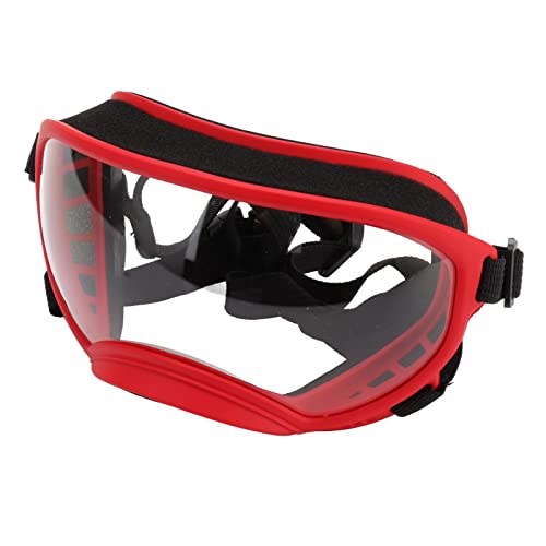 Hundebrille, Leistungsstarke Schnalle Verstellbarer Bügel Outdoor PC Windproof Big Dog Brillen (Roter Rahmen und Klarsichtbrillen) von RTLR