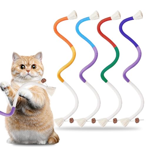 RTSHUK Katzenbeißseil, 4 Stück Kauspielzeug Katze Interaktives 70 cm Hohe Optik und Weichheit Beißseilen für Die Katzen zum Treten Oder Kauen Zahnpflege Spielzeug RTSHUK Katzenbeißseil, 4 Stück Kauspielzeug Katze Interaktives 70 cm Hohe Optik und Weichheit Beißseilen für Die Katzen zum Treten Oder Kauen Zahnpflege Spielzeug von RTSHUK