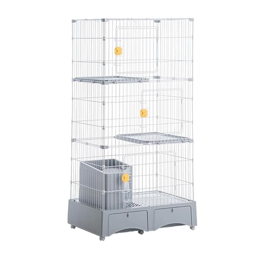 RTTZBOZ Große 3-stöckige Katzengehege for den Innenbereich mit Katzentoilette, DIY Katzenkäfig, Abnehmbares Katzengehege for 1–2 Katzen(Gray) von RTTZBOZ
