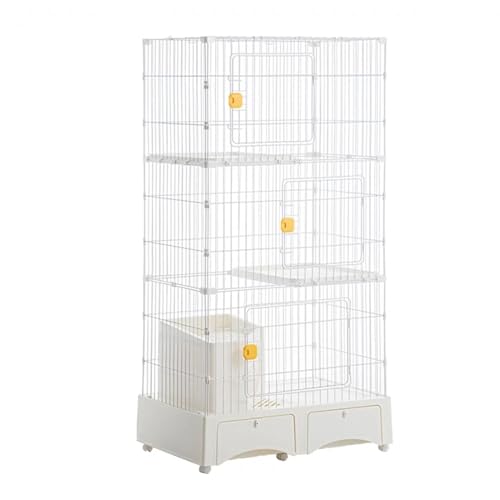 RTTZBOZ Große 3-stöckige Katzengehege for den Innenbereich mit Katzentoilette, DIY Katzenkäfig, Abnehmbares Katzengehege for 1–2 Katzen(White) von RTTZBOZ