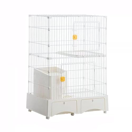 RTTZBOZ Großer Katzenkäfig, Katzengehege für den Innenbereich mit Balkon, 2-stöckiger DIY Abnehmbarer Katzenkäfig aus Metalldraht für 1 Katze(White) von RTTZBOZ