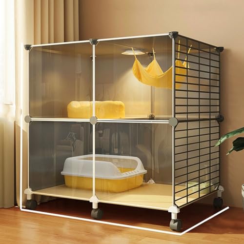 Großer Katzenkäfig mit 2/3 Ebenen, Katzengehege for den Innenbereich, DIY-Katzenvilla, Abnehmbares, Großer Übungsort, Ideal(Color:Gray-B,Size:S) von RTTZBOZ