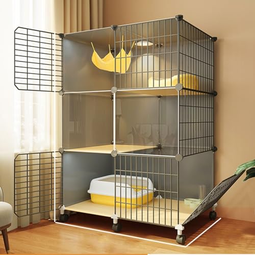 Großer Katzenkäfig mit 2/3 Ebenen, Katzengehege for den Innenbereich, DIY-Katzenvilla, Abnehmbares, Großer Übungsort, Ideal(Color:Gray-B,Size:XL) von RTTZBOZ