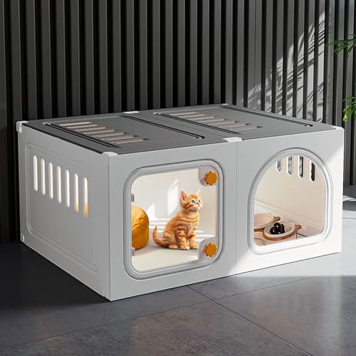 Katzengehege for den Innenbereich mit Tür, Abnehmbarer DIY-Katzenkäfig for Kätzchen, Frettchen und Andere Tiere, Catio, Chinchillakäfig(Color:Gray-A,Size:35cm/14in) von RTTZBOZ