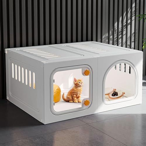 Katzengehege for den Innenbereich mit Tür, Abnehmbarer DIY-Katzenkäfig for Kätzchen, Frettchen und Andere Tiere, Catio, Chinchillakäfig(Color:White-A,Size:35cm/14in) von RTTZBOZ