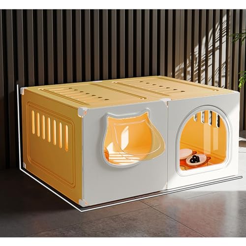 Katzengehege for den Innenbereich mit Tür, Abnehmbarer DIY-Katzenkäfig for Kätzchen, Frettchen und Andere Tiere, Catio, Chinchillakäfig(Color:Yellow,Size:35cm/14in) von RTTZBOZ