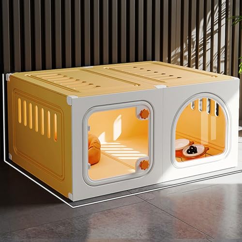 Katzengehege for den Innenbereich mit Tür, Abnehmbarer DIY-Katzenkäfig for Kätzchen, Frettchen und Andere Tiere, Catio, Chinchillakäfig(Color:Yellow-A,Size:35cm/14in) von RTTZBOZ