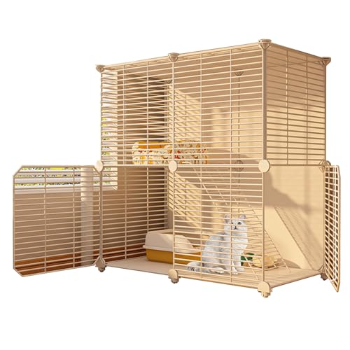 RTTZBOZ Katzenkäfig for den Innenbereich, Catio DIY-Katzengehege, Metall 2-stöckige Haustierkäfige, Abnehmbarer Katzenzwinger, for 1 Katze, Kaninchen(Color:White-E) von RTTZBOZ