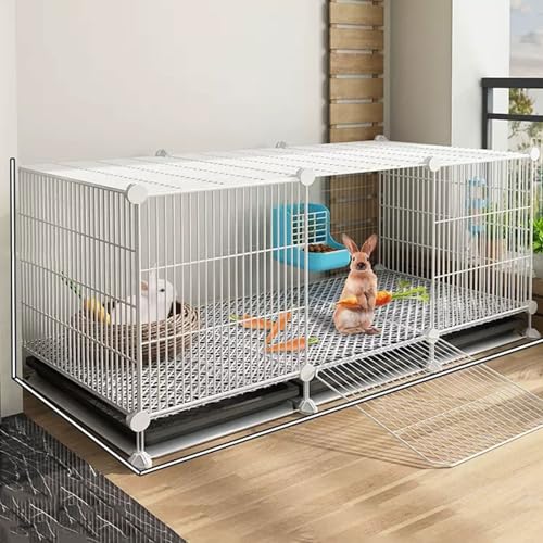 RTTZBOZ Multifunktionaler Kaninchenkäfig für den Innenbereich, Käfig für Abnehmbarer, Dreistöckige Metalldrahtzwinger, Laufstall für Haustiere(White) von RTTZBOZ