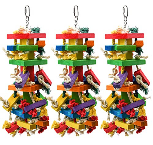 RUBY.Q Großes Papageienspielzeug, 50,8 cm, mehrfarbig, natürliches Holz, Kauspielzeug für große Aras, Graupapageien und eine Vielzahl von Amazon-Papageien, 3 Stück RUBY.Q Großes Papageienspielzeug, 50,8 cm, mehrfarbig, natürliches Holz, Kauspielzeug für große Aras, Graupapageien und eine Vielzahl von Amazon-Papageien, 3 Stück von RUBY.Q