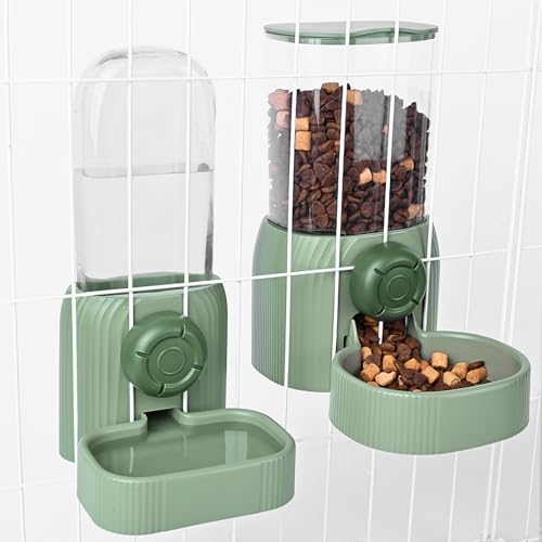 RUBYHOME Automatischer Wasserspender für Haustiere, zum Aufhängen, 1,2 l, automatischer Schwerkraft-Kaninchen-Futterspender und Bewässerungsset, Käfig, Katzenfutternapf, Futterstation für Welpen, von RUBYHOME