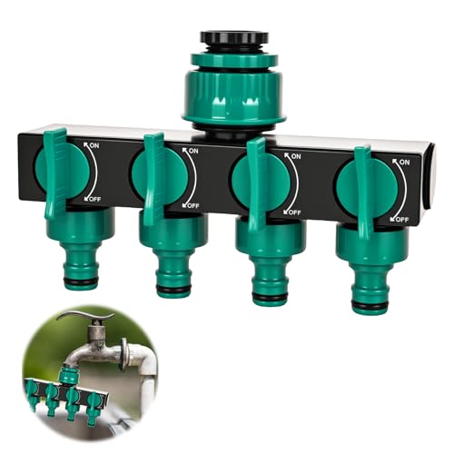 RUCUDIM 4 Wege Verteiler, 3/4 Zoll und 1/2 Zoll Wasseranschluss Verteiler, Wasserverteiler Schlauchverteiler Gartenbewässerungsumsteller mit individuellem Absperrhähnen, für Geräte/Gartenschläuche RUCUDIM 4 Wege Verteiler, 3/4 Zoll und 1/2 Zoll Wasseranschluss Verteiler, Wasserverteiler Schlauchverteiler Gartenbewässerungsumsteller mit individuellem Absperrhähnen, für Geräte/Gartenschläuche von RUCUDIM